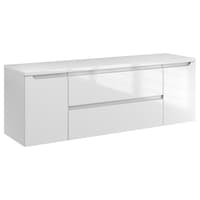 Szafka Wisząca Z Blatem ETH 140 cm D - Biały Wysoki Połysk