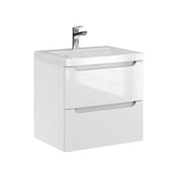 Szafka Wisząca Z Umywalką ETH 50 cm - Biały Wysoki Połysk