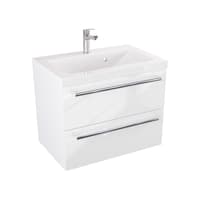 Szafka Wisząca Z Umywalką ATH 60 cm - Biały Wysoki Połysk - Uchwyty Chromowane