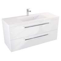 Szafka Wisząca Z Umywalką ATH 100 cm - Biały Wysoki Połysk - Uchwyty Chromowane