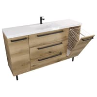 Szafka Stojąca Z Umywalką ATHD 140 cm DK - Dąb Evoke Coast Mat - Uchwyty Czarne Matowe