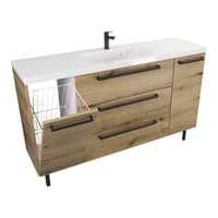 Szafka Stojąca Z Umywalką ATHD 140 cm KD - Dąb Evoke Coast Mat - Uchwyty Czarne Matowe