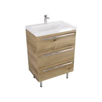 Szafka Stojąca Z Umywalką ATHD 60 cm - Dąb Evoke Coast Mat - Uchwyty Chromowane