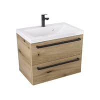 Szafka Wisząca Z Umywalką ATHD 60 cm - Dąb Evoke Coast Mat - Uchwyty Czarne Matowe