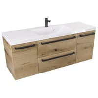 Szafka Wisząca Z Umywalką ATHD 120 cm D - Dąb Evoke Coast Mat - Uchwyty Czarne Matowe