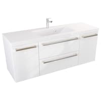 Szafka Wisząca Z Umywalką ATH 120 cm D - Biały Wysoki Połysk - Uchwyty Stal Szczotkowana