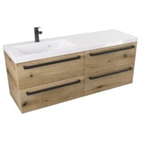 Szafka Wisząca Z Umywalką ATHD 120 cm S Lewa - Dąb Evoke Coast Mat - Uchwyty Czarne Matowe
