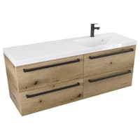 Szafka Wisząca Z Umywalką ATHD 120 cm S Prawa - Dąb Evoke Coast Mat - Uchwyty Czarne Matowe