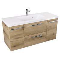 Szafka Wisząca Z Umywalką ATHD 100 cm D - Dąb Evoke Coast Mat - Uchwyty Chromowane