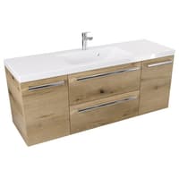 Szafka Wisząca Z Umywalką ATHD 120 cm D - Dąb Evoke Coast Mat - Uchwyty Chromowane