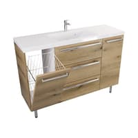Szafka Stojąca Z Umywalką ATHD 120 cm KD - Dąb Evoke Coast Mat - Uchwyty Chromowane