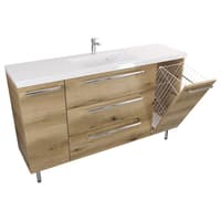 Szafka Stojąca Z Umywalką ATHD 140 cm DK - Dąb Evoke Coast Mat - Uchwyty Chromowane