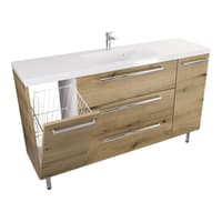 Szafka Stojąca Z Umywalką ATHD 140 cm KD - Dąb Evoke Coast Mat - Uchwyty Chromowane