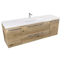 Szafka Wisząca Z Umywalką ATHD 140 cm D - Dąb Evoke Coast Mat - Uchwyty Chromowane