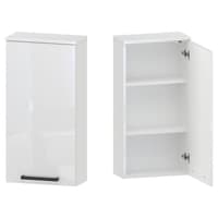 Szafka nad Pralkę ATH 45 cm D90 Prawa - Biały Wysoki Połysk - Uchwyty Czarne Matowe