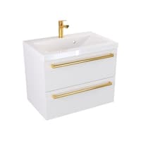 Szafka Wisząca Z Umywalką ATH 60 cm - Biały Mat - Uchwyty Złote Polerowane
