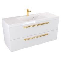Szafka Wisząca Z Umywalką ATH 100 cm - Biały Mat - Uchwyty Złote Polerowane