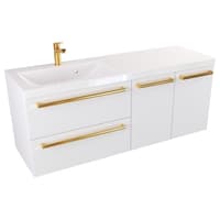 Szafka Wisząca Z Umywalką ATH 120 cm SD Lewa - Biały Mat - Uchwyty Złote Polerowane