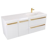 Szafka Wisząca Z Umywalką ATH 120 cm DS Prawa - Biały Mat - Uchwyty Złote Polerowane