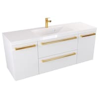 Szafka Wisząca Z Umywalką ATH 120 cm D - Biały Mat - Uchwyty Złote Polerowane