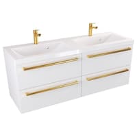 Szafka Wisząca Z Umywalką ATH 120 cm DUO - Biały Mat - Uchwyty Złote Polerowane