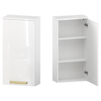 Szafka nad Pralkę ATH 45 cm D90 Prawa - Biały Wysoki Połysk - Uchwyty Złote Polerowane