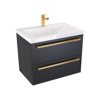 Szafka Wisząca Z Umywalką ATH 60 cm - Czarny Mat - Uchwyty Złote Polerowane