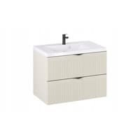 Szafka z Umywalką LOGHOS 80 cm Kaszmir Mat Ryflowana Furni