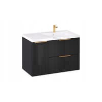 Szafka z Umywalką LOGHOS 90 cm Czarny Mat KOSZ CARGO Furni
