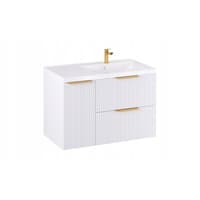 Szafka z Umywalką LOGHOS 90 cm Biały Mat KOSZ CARGO Furni