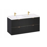 Szafka z Umywalką LOGHOS 120 cm DUO Czarny Mat Ryflowana Furni