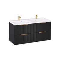 Szafka z Umywalką LOGHOS 120 cm DUO Czarny Mat Ryflowana Furni