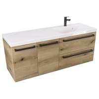 Szafka Wisząca Z Umywalką ATHD 120 cm DS Prawa - Dąb Evoke Coast Mat - Uchwyty Czarne Matowe