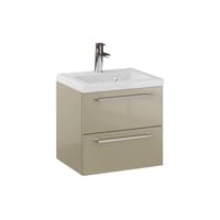 Szafka Wisząca Z Umywalką RON 50 cm - Cappuccino Wysoki Połysk - Uchwyty Chromowane