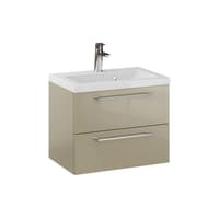 Szafka Wisząca Z Umywalką RON 60 cm - Cappuccino Wysoki Połysk - Uchwyty Chromowane