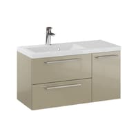 Szafka Wisząca Z Umywalką RON 90 cm D Lewa - Cappuccino Wysoki Połysk - Uchwyty Chromowane