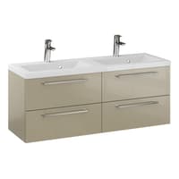 Szafka Wisząca Z Umywalką RON 120 cm DUO - Cappuccino Wysoki Połysk - Uchwyty Chromowane