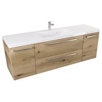 Szafka Wisząca Z Umywalką ATHD 140 cm D - Dąb Evoke Coast Mat - Uchwyty Stal Szczotkowana