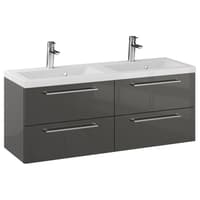 Szafka Wisząca Z Umywalką RON 120 cm DUO - Titan Wysoki Połysk - Uchwyty Chromowane