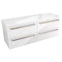 Szafka Wisząca Z Blatem ATH 120 cm DUO - Biały Wysoki Połysk - Uchwyty Stal Szczotkowana