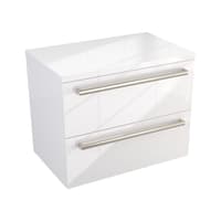 Szafka Wisząca Z Blatem ATH 60 cm - Biały Wysoki Połysk - Uchwyty Stal Szczotkowana