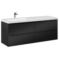 Szafka Wisząca Z Umywalką ETH 120 cm S Lewa - Czarny Mat