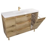 Szafka Stojąca Z Umywalką ATHD 120 cm DK - Dąb Evoke Coast Mat - Uchwyty Złote Polerowane