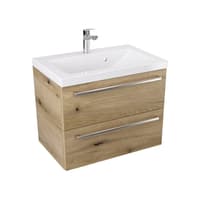 Szafka Wisząca Z Umywalką ATHD 60 cm - Dąb Evoke Coast Mat - Uchwyty Stal Szczotkowana