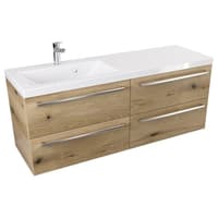 Szafka Wisząca Z Umywalką ATHD 120 cm S Lewa - Dąb Evoke Coast Mat - Uchwyty Stal Szczotkowana