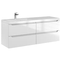 Szafka Wisząca Z Umywalką ETH 120 cm S Lewa - Biały Wysoki Połysk