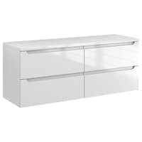 Szafka Wisząca Z Blatem ETH 120 cm S Lewa - Biały Wysoki Połysk