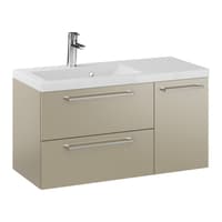Szafka Wisząca Z Umywalką RON 90 cm D Lewa - Cappuccino Mat - Uchwyty Chromowane