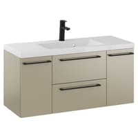 Szafka Wisząca Z Umywalką RON 100 cm D - Cappuccino Mat - Uchwyty Czarne Matowe