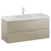Szafka Wisząca Z Umywalką RON 100 cm - Cappuccino Mat - Uchwyty Białe Matowe